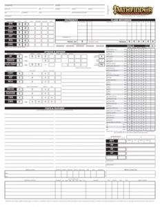 Pathfinder Character Sheet Image